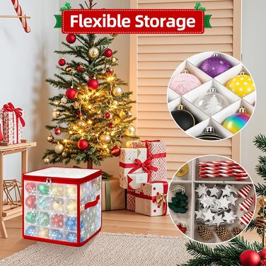 Коробка для зберігання новорічних кулі - 2 шт, 128 відділень по 7 см, водонепроникна, знімні піддони, для прикрас на ялинку (30x30x30 см)
