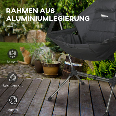 Складне садове крісло Outsunny Hammock Camping Chair до 120 кг, чорний від Oxford для саду та кемпінгу