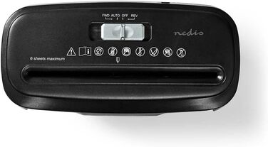 Шредер для паперу 6x A4, 10 літрів, DIN 2-190 W, чорний