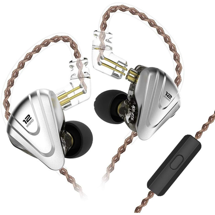 Навушники-вкладиші NEX KZ ZSX 5BA1DD Hybrid IEM HiFi, передня панель з цинкового сплаву, 0,75 мм 2-pin, шумозаглушення