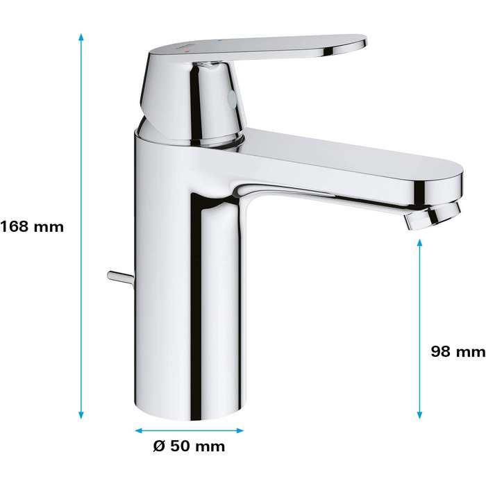 Змішувач для ванної кімнати Grohe Eurosmart Cosmopolitan, хром, 30 см, водозберігаючий, з витяжною системою