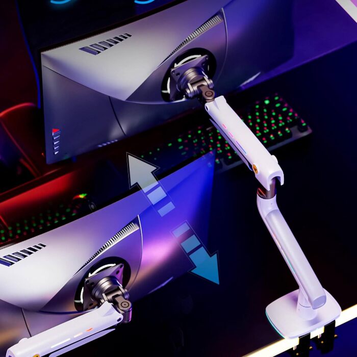 Кріплення для монітора NB Ergonomic для широких моніторів до 60 дюймів, RGB, білий, VESA 75/100, до 20 кг
