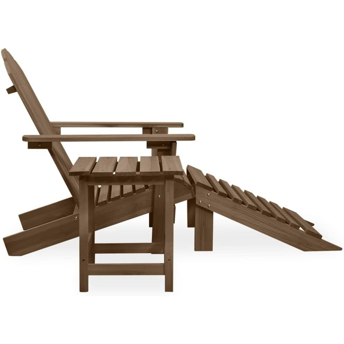 Садове крісло з твердої ялиці Adirondack з підставкою для ніг Стіл Шезлонг Шезлонг Садові меблі Шезлонг Садове крісло Садове крісло (коричневий)