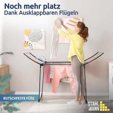 Сушарка для білизни STAHLMANN® з площею сушіння 18 м² - розкладний сушильний бак [Вироблено в ЄС] 1,05 м - ідеально підходить для довгих речей, економія місця