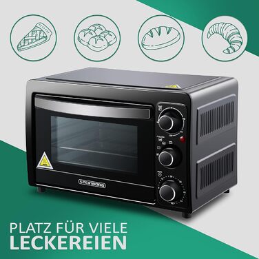 Міні-піч STEINBORG 15 л: піч для піци, випікання та підігріву. Економне споживання енергії, таймер 60 хв.