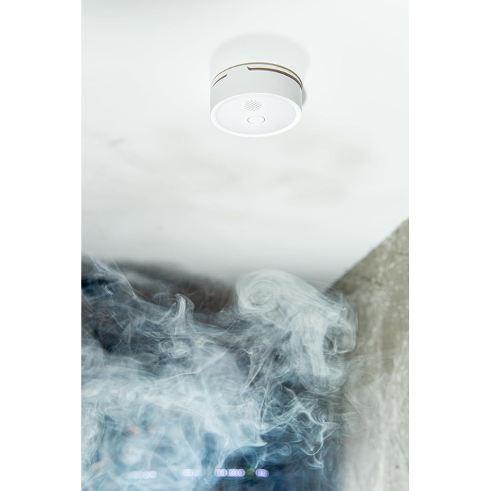 Датчик диму Shelly Plus Smoke - бездротовий, з фотоелектричним сенсором, EN 14604, 5 років роботи від батареї, LED-індикація, сумісність з Alexa та Google Assistant, без хабу