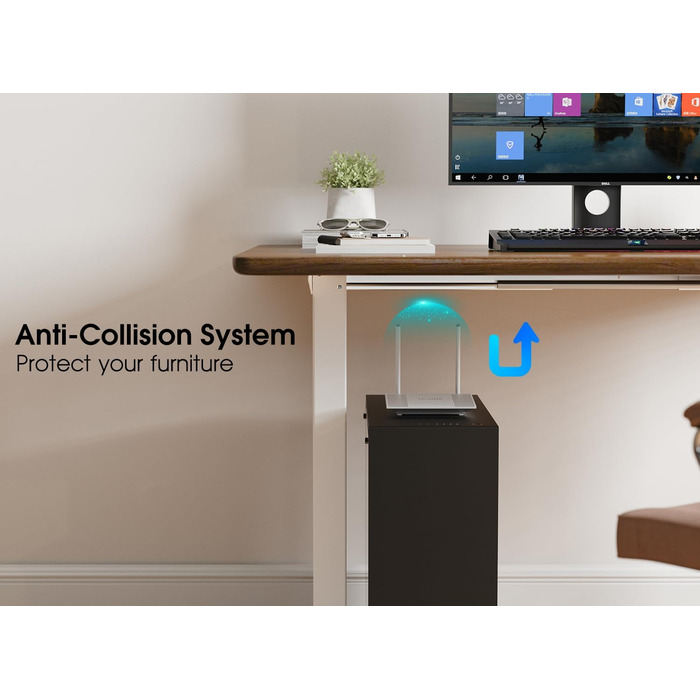 Електричний стіл з регулюванням висоти, металевий каркас з USB-C, пам'ять, антиколізійна система, 2 мотори, білий