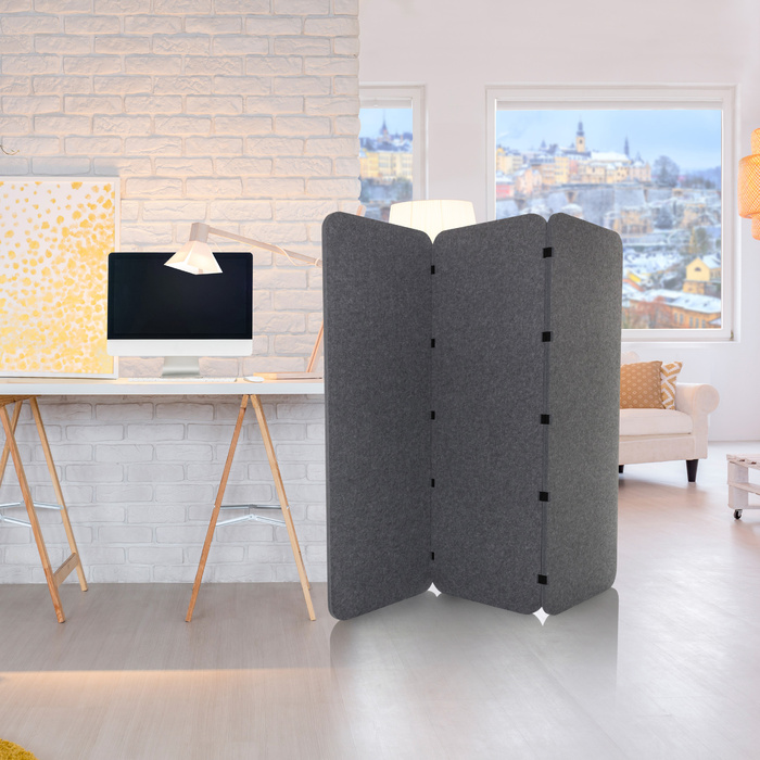 Акустична перегородка / мобільна перегородка FLEXMIUT EL 160*60*2,5 PET сірий hjh OFFICE