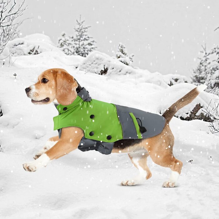 Зимова куртка для собак PETTLOFT, Світловідбиваюча водонепроникна зимова куртка для собак вітрозахисна тепла флісова куртка для активного відпочинку зимова куртка для собак зі знімною флісовою підкладкою (s, зелений)