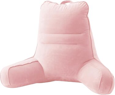 М'яке спинне крісло-подушка Sasttie для ліжка, рожеве, з кишенями та підлокітником
