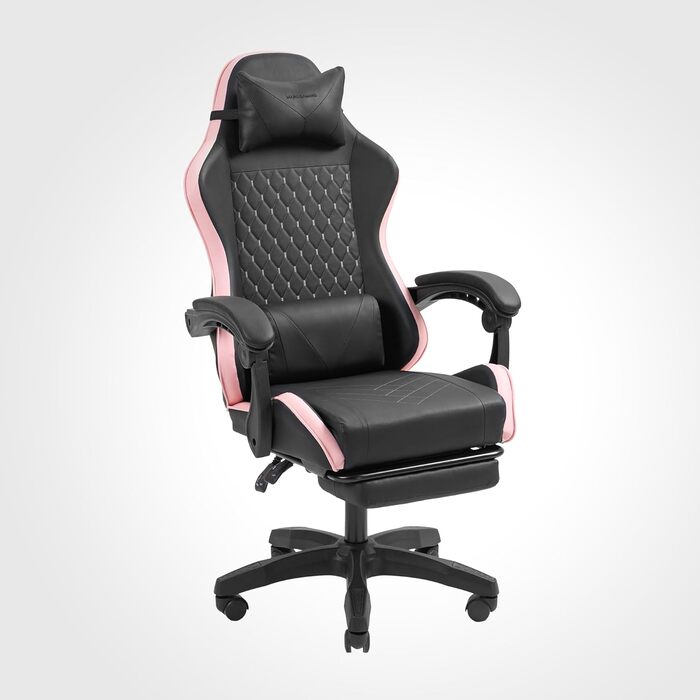 Ігровий крісло Mars Gaming MGC-PRO (MGCX) - Рожево-чорний, XL-ролики, регульована спинка 135°, м'які подушки для спини та шиї