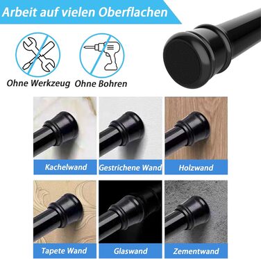 Штанга для душу без свердління, телескопічна, висувна, 85-270 см, діаметр 32 мм, для ванної/спальні, біла