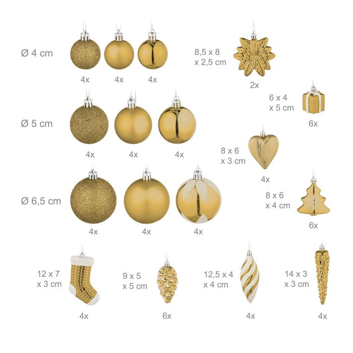 Набір новорічних кулічок Relaxdays (72 шт.)