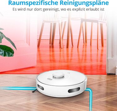 Робот-пилосос MEDION X10 SW з лазерною навігацією та функцією миття підлоги (2700Pa, 2-в-1, точна картографія, зони заборони, кілька поверхів)