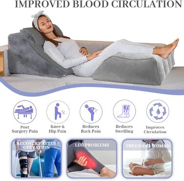 Надувний валіумний подушник для ніг, подушка-клинок для сну, подушка для ніг для покращення сну та кровообігу
