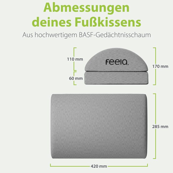 Підставка для ніг під стіл Feela® – ергономічна підставка для ніг, footrest, foot rest для комфорту (темно-сіра) без термосумки