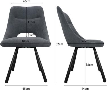 Крісла для обідньої зони, кухонні крісла, крісла для туалетного столика, сучасні м'які крісла для вітальні з металевими ніжками (6 шт., не обертаються, темно-сірий)