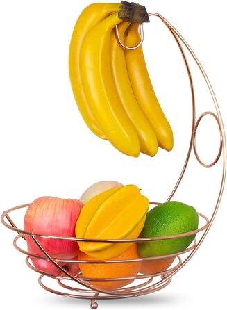 Кошик для фруктів з гачком для бананів - нержавіюча сталь / мідь