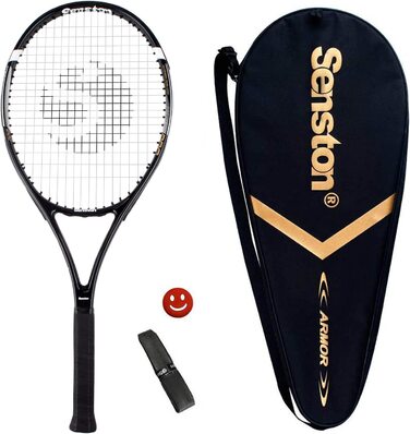 Тенісна ракетка Senston, 68,6 см, для чоловіків і жінок, початківців тенісистів і любителів активного відпочинку, хороша ручка з тенісною сумкою і демпфером вібрації чорного кольору