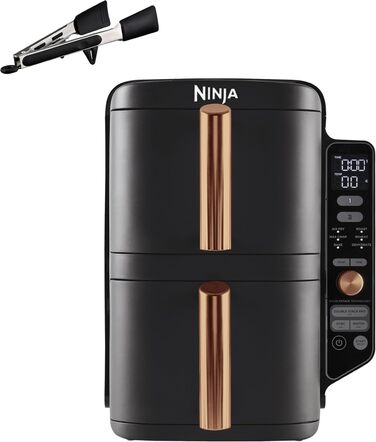 Фритюрниця Ninja Foodi FlexDrawer Dual Zone Air Fryer AF500EUCP, 9.5L, 7-в-1, Чорний & Мідний, з антипригарним покриттям