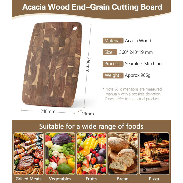 Набір дерев'яних обробних дощок XINZUO з акації (35x25x2.6 см) з антиковзаючими ніжками та соковидною канавкою