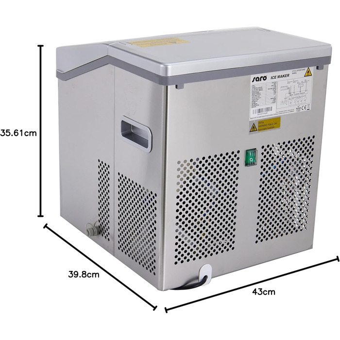 Льодогенератор Saro EB 15, 15 кг/24 год, 230 В, 3 розміри кубиків льоду, повітряне охолодження