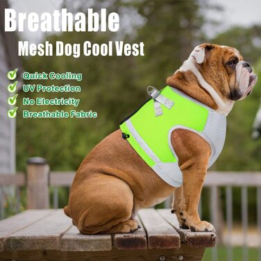 Долаховий собачий охолоджуваний, дихаючий охолоджуючий куртка для собак Регульований оммер Пальто для собак Світловідбиваючий одяг для яєць з регульованими ременями для великих середніх малих собак (L, зелений)