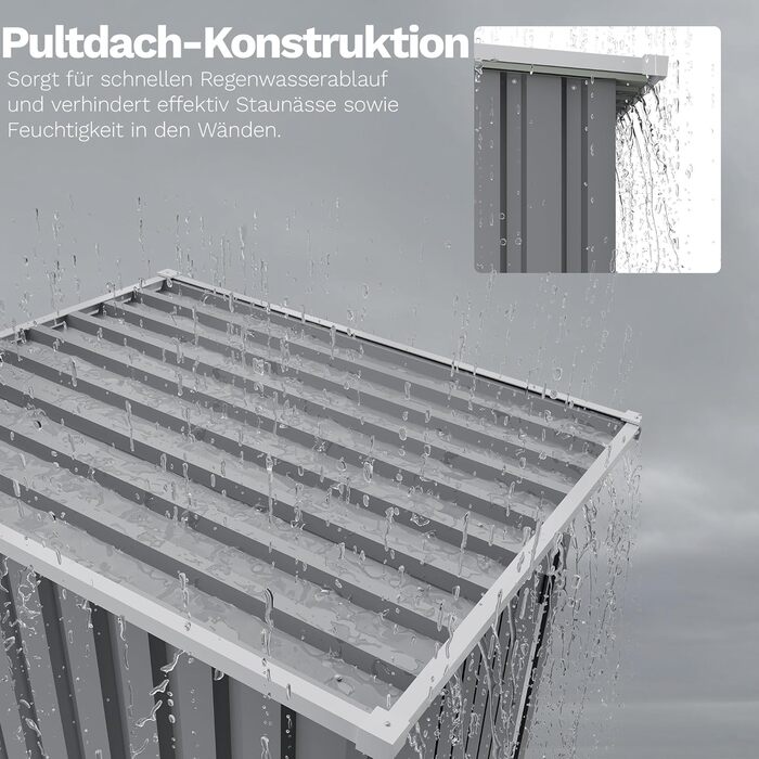 Сарай для інструментів Devoko Metall Gerätehaus 96x98x160 см, сталевий, з похилим дахом, сірий. З рукавичками, замикається.