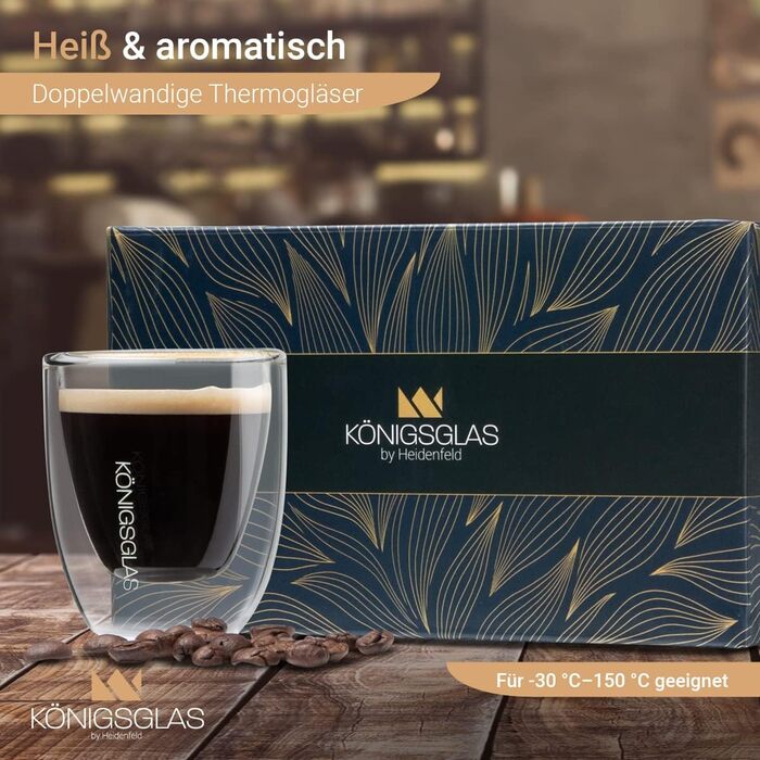 Набір окулярів Heidenfeld Knigsglas Latte Macchiato (4x) - Двостінні боросилікатні термоокуляри