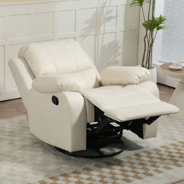 Крісло для телевізора HOMCOM Recliner з функцією відкидання, підставкою для ніг, системою кишенькових пружин, поворотним кріслом для телевізора для вітальні, спальні, кремового| Аосом