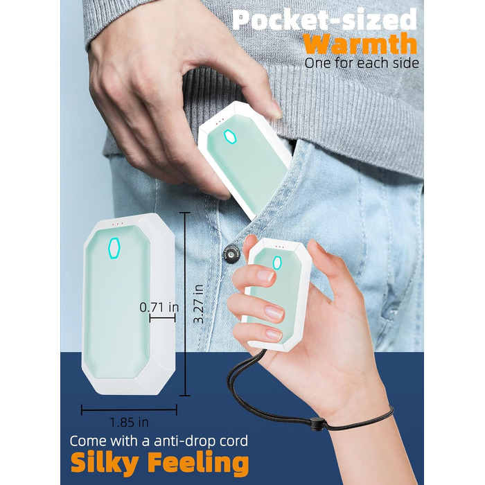 Електричний грілка для рук ITSHINY, набір 2 шт., 3 режими нагріву, USB-зарядка, для чоловіків, кемпінгу та полювання (синій)