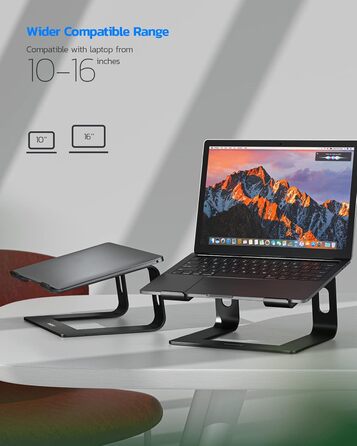 Підставка для ноутбука NULAXY, регульована, алюміній, сумісна з Dell, HP, Samsung, Lenovo (10'-16') - чорний