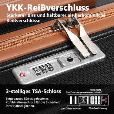 Набір валіз Joyway 5шт з жорстким корпусом, 4 колеса та TSA-замок. В комплекті: косметичка та сумка. Чорний/коричневий колір.