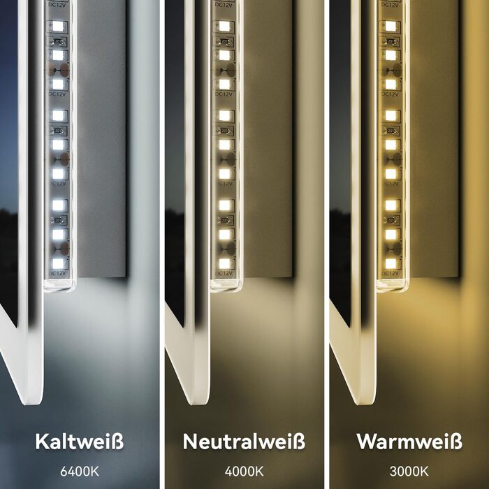 Елегантне дзеркало для ванної кімнати з LED-підсвічуванням 45 x 60 см, холодне біле світло, IP44, енергозберігаюче, настінне