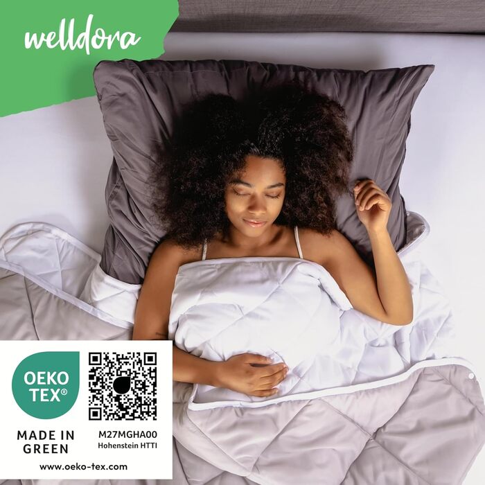 Ковдра Welldora OPTICLIMA для алергіків 155x220, зимова | Перевірена фахівцями | Made in Green Oeko-Tex, Німеччина | Ультра тепла зимова ковдра | Двостороння ковдра сіро-біла | Преміум стегане покривало, тепла зимова ковдра 155 x 220 см