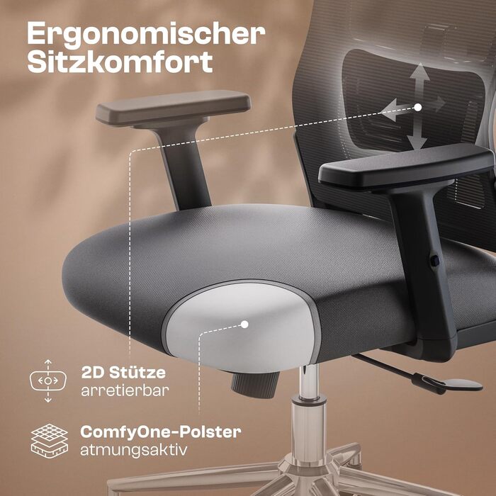 Ергономічне крісло Galahad - офісне, ігрове, поворотне | Макс. 150 кг | Чорний