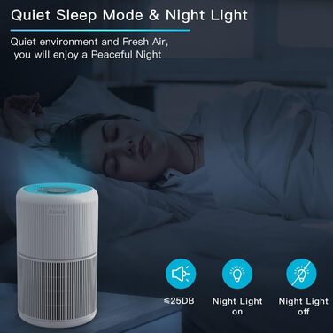 Повітряний очисник AIRTOK з ароматерапією, фільтр HEPA H13, 4-ступенева фільтрація, для алергіків, 3 швидкості