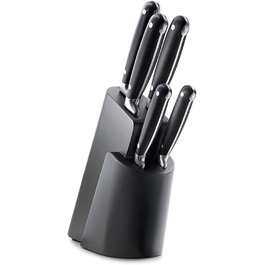 Набір ножів Paul Wirths Eclipse, 5 предметів: ніж для хліба, ніж кухарський, ніж для шинки, ніж універсальний, ніж для очищення | Чорний | Надзвичайно гостре лезо | 37 x 23,5 x 9,5 см