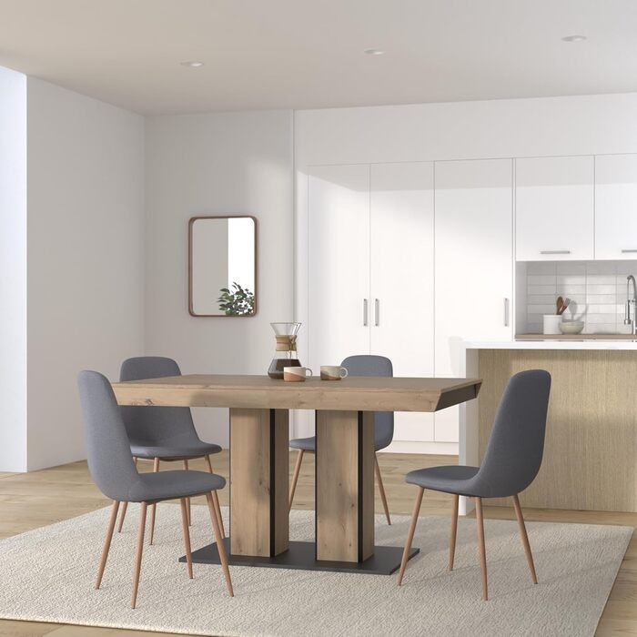 Розсувний обідній стіл Agnes з дерева, шпон дуба Artisan, 140-220x90x76 см