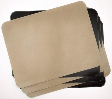 Набір скатертин BEEFSTONE© 6 шт. з PU шкіри, двосторонні, водонепроникні, миючі, з імітацією шкіри, 44 x 34 см (Чорно-коричневий/Бежевий)