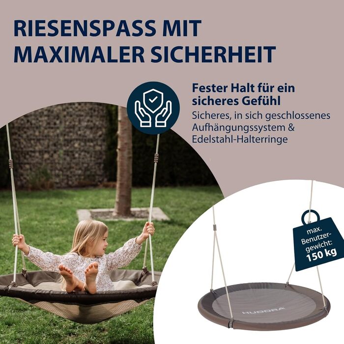 Шоукель HUDORA Nestschaukel Lounge - зручна сімейна гойдалка для дому та вулиці (110 см, Mocha)