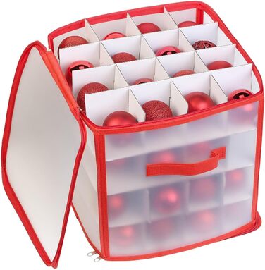 Набір 3 бокси для зберігання новорічних прикрас Infactory: для 64 ялинкових куль до 6 см, з ручками
