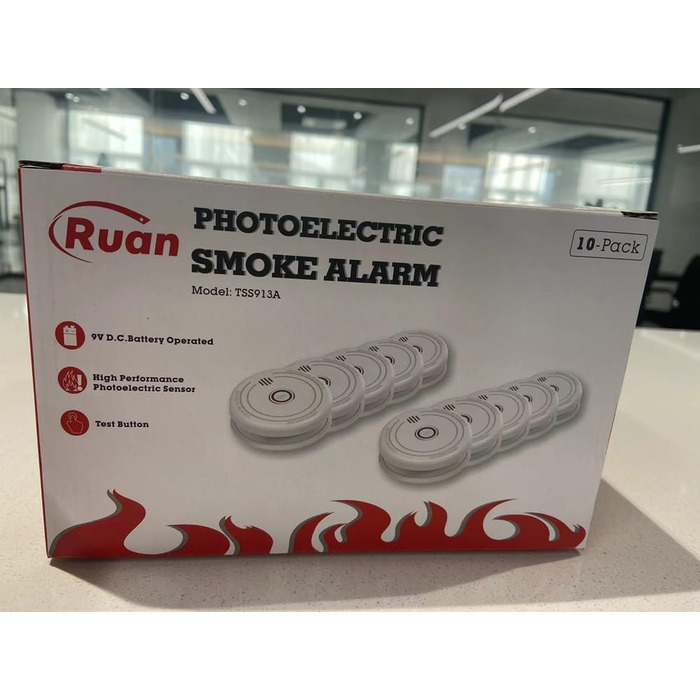 Датчик диму Rauchmelder з магнітною кріпленням, фотоелектричний, 10 років служби, змінна батарея, 4 шт. (10 комплектів)