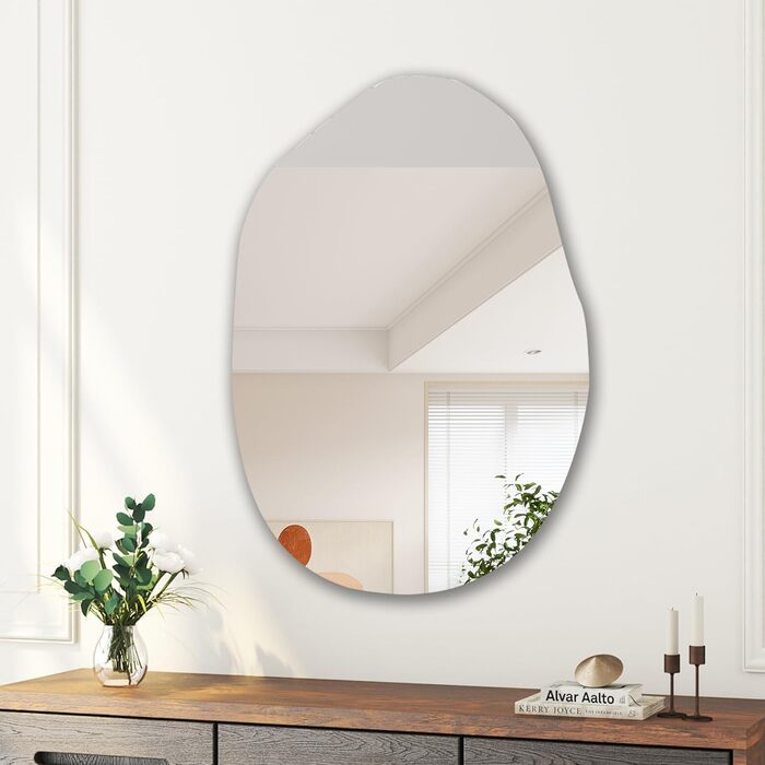 Дзеркало для ванної кімнати Boromal, чорне, 55x80 см, вертикальне/горизонтальне, для ванної, вітальні, гостьового WC