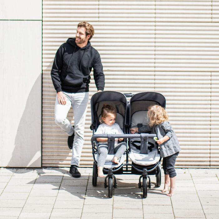 Візок для близнюків Hauck Roadster Duo SLX Grey/Silver: прогулянка від народження до 15 кг, функція лежання, великий кошик, компактний у складеному стані