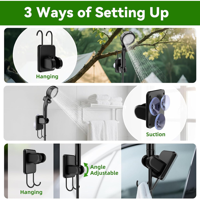 Портативна кемпінгова душа InkTrail з нагріванням, 6000 mAh, 4 режими розпилення, водонепроникна IPX7, для кемпінгу, подорожей, авто, домашніх тварин