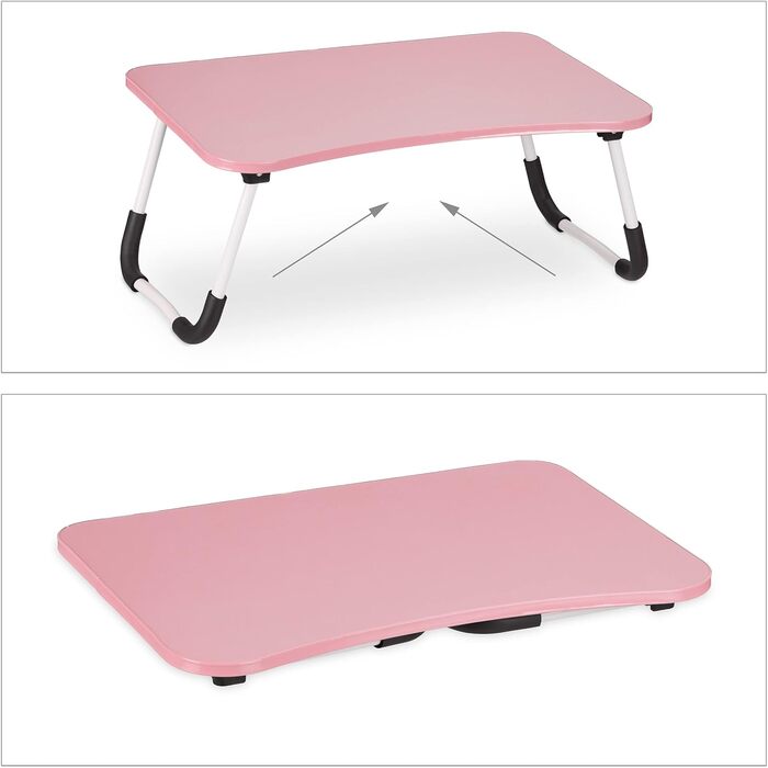 Столик для ноутбука Relaxdays на ліжко/диван, рожевий, 26 x 63 x 40 см, з регульованою висотою