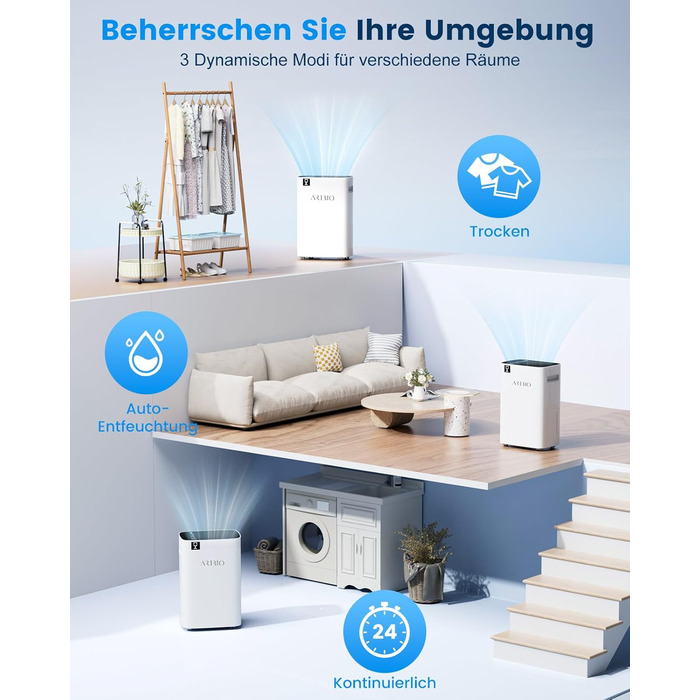 Електричний осушувач повітря Tag з функцією сушки білизни, 20-24 л/день, для дому, ванної кімнати, підвалу