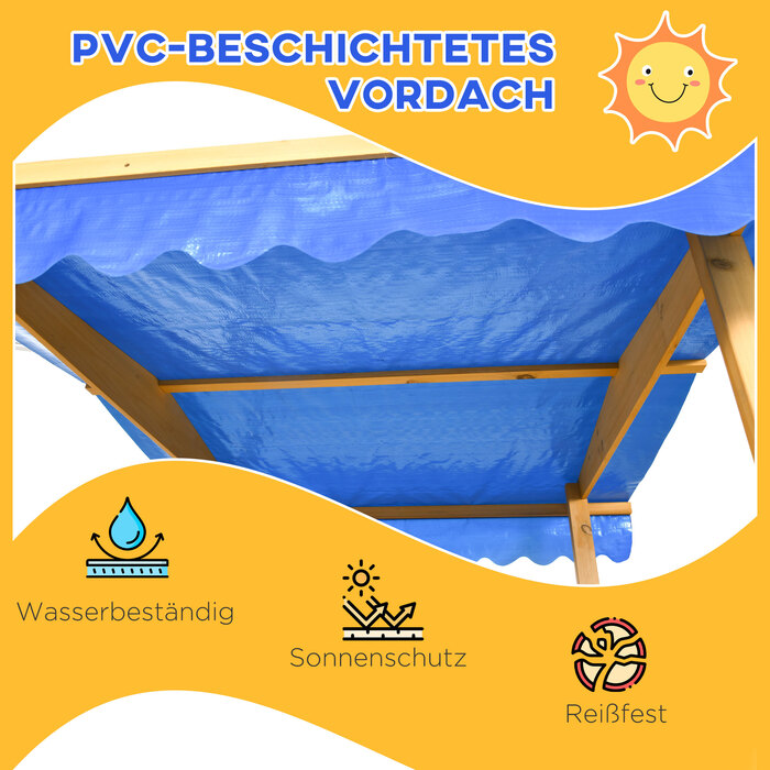 Outsunny Пісочниця без підлоги, регулюється по висоті, 107,5 x 107,5 x 110 см, пісочниця з дахом, пісочниця з кришкою, натуральна