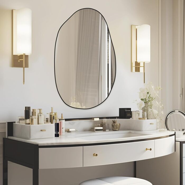 Дзеркало настінне асиметричне GOQELK, 85 x 52 см, декоративне для вітальні, ванної кімнати, спальні